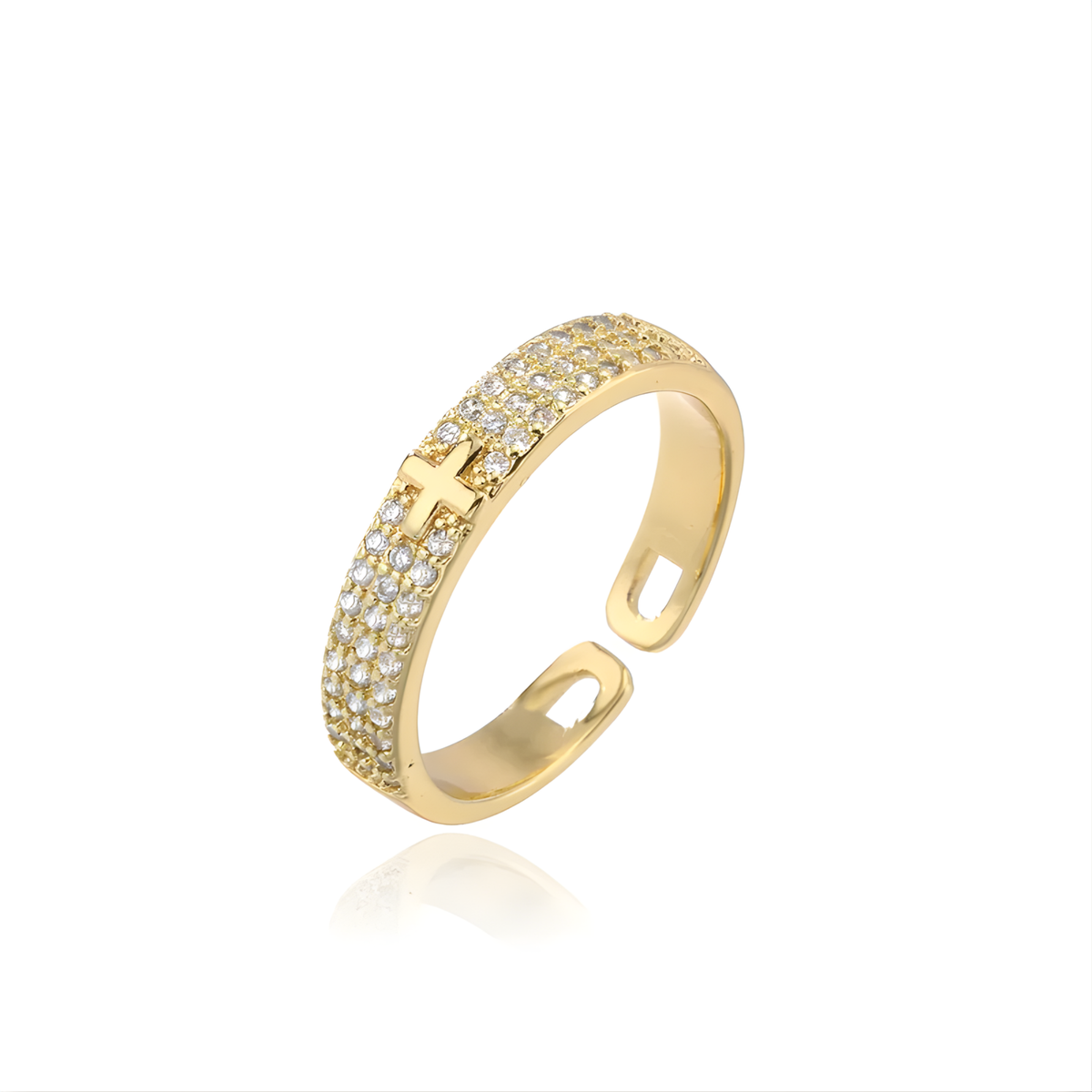 Eleganter Goldener Kreuz Ring