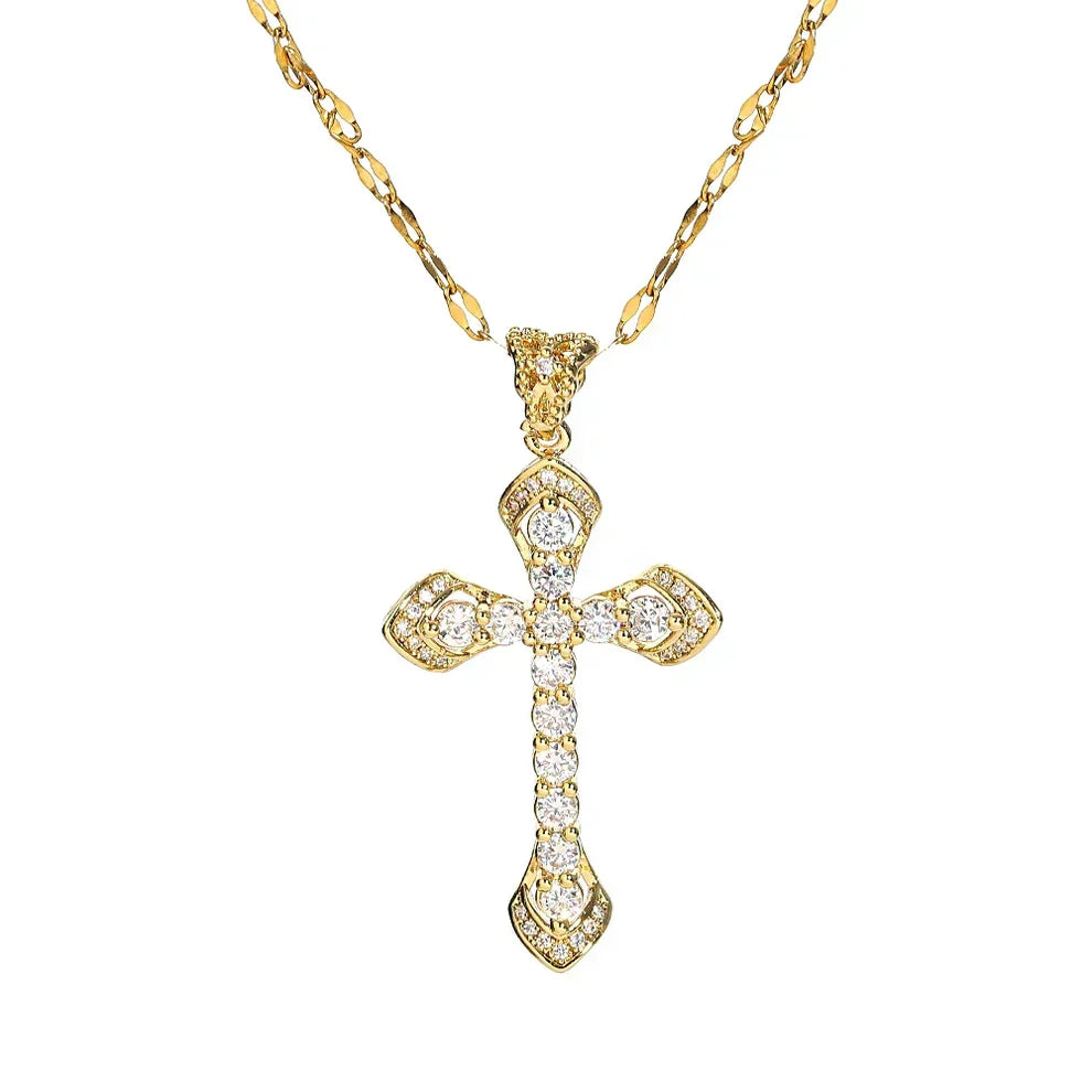 Schimmernde Kreuzkette Gold