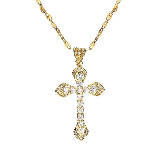 Schimmernde Kreuzkette Gold