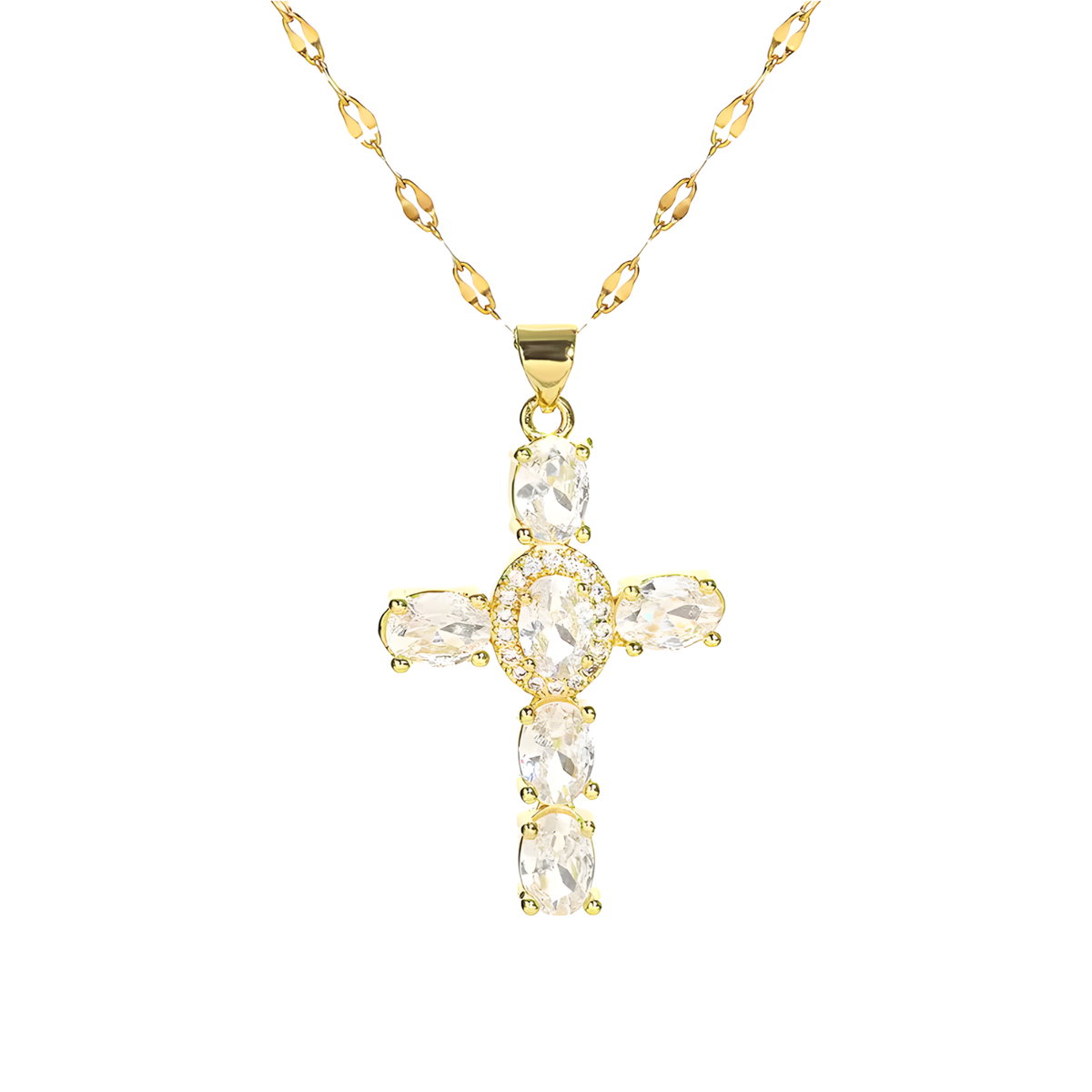 Goldene Zirkon Kreuzkette