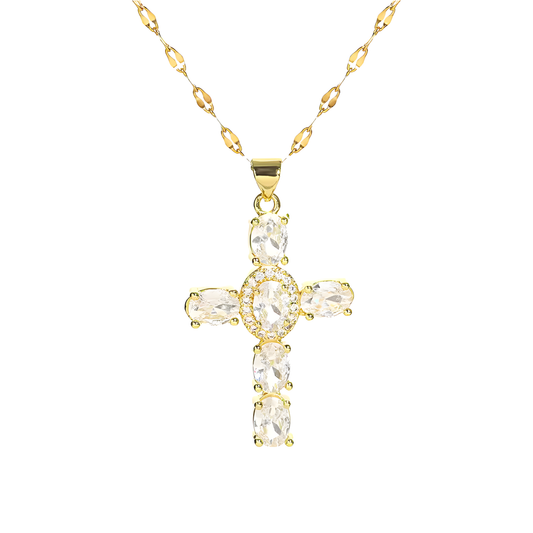 Goldene Zirkon Kreuzkette