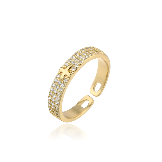 Eleganter Goldener Kreuz Ring
